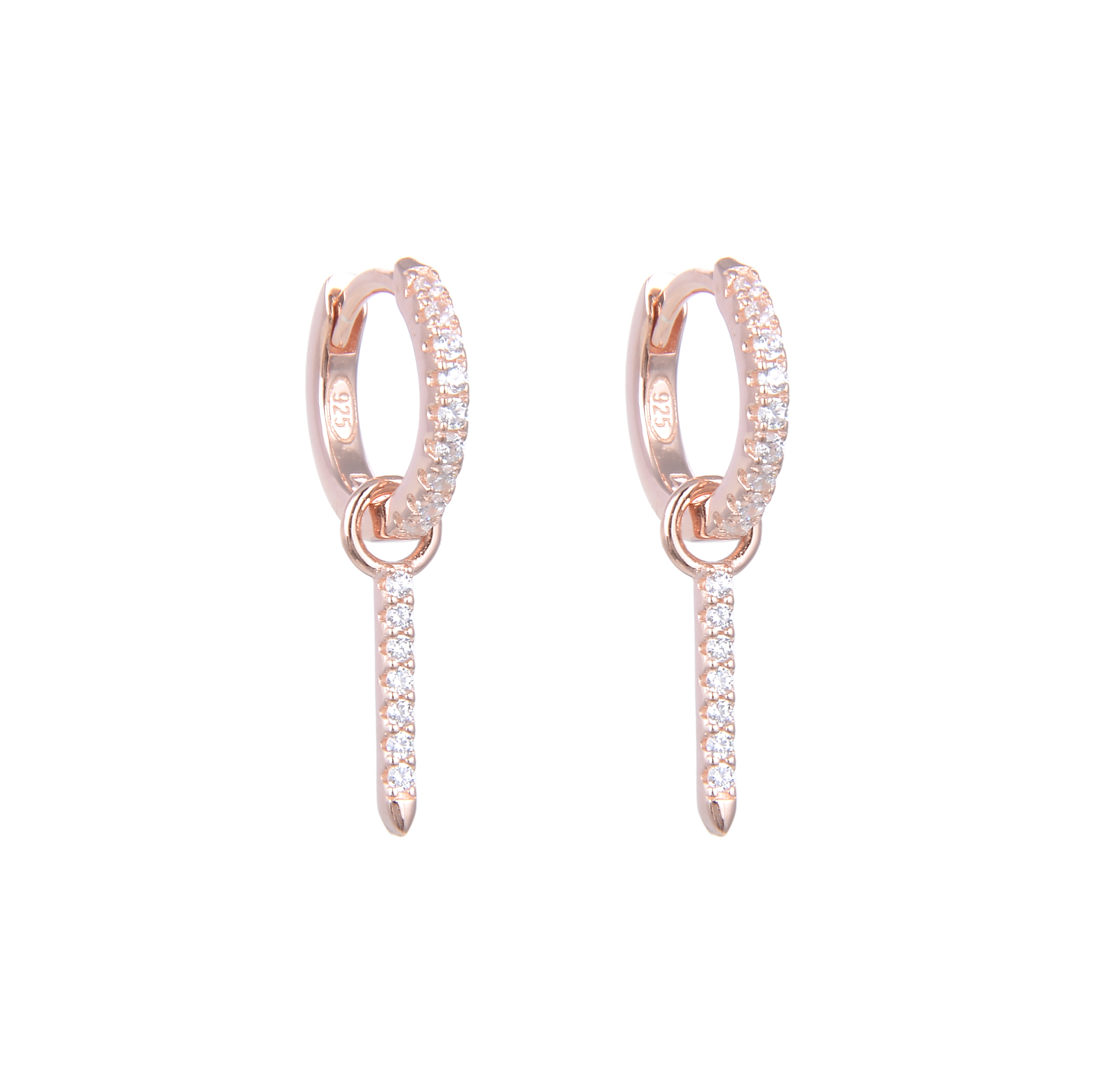 Créoles pendantes barrette - ROSE