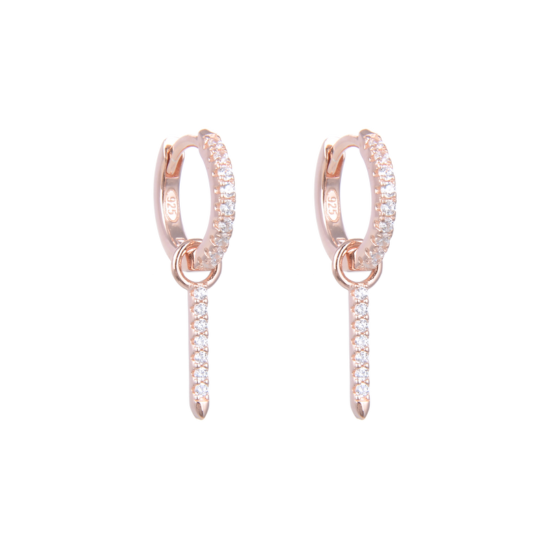 Créoles pendantes barrette - ROSE