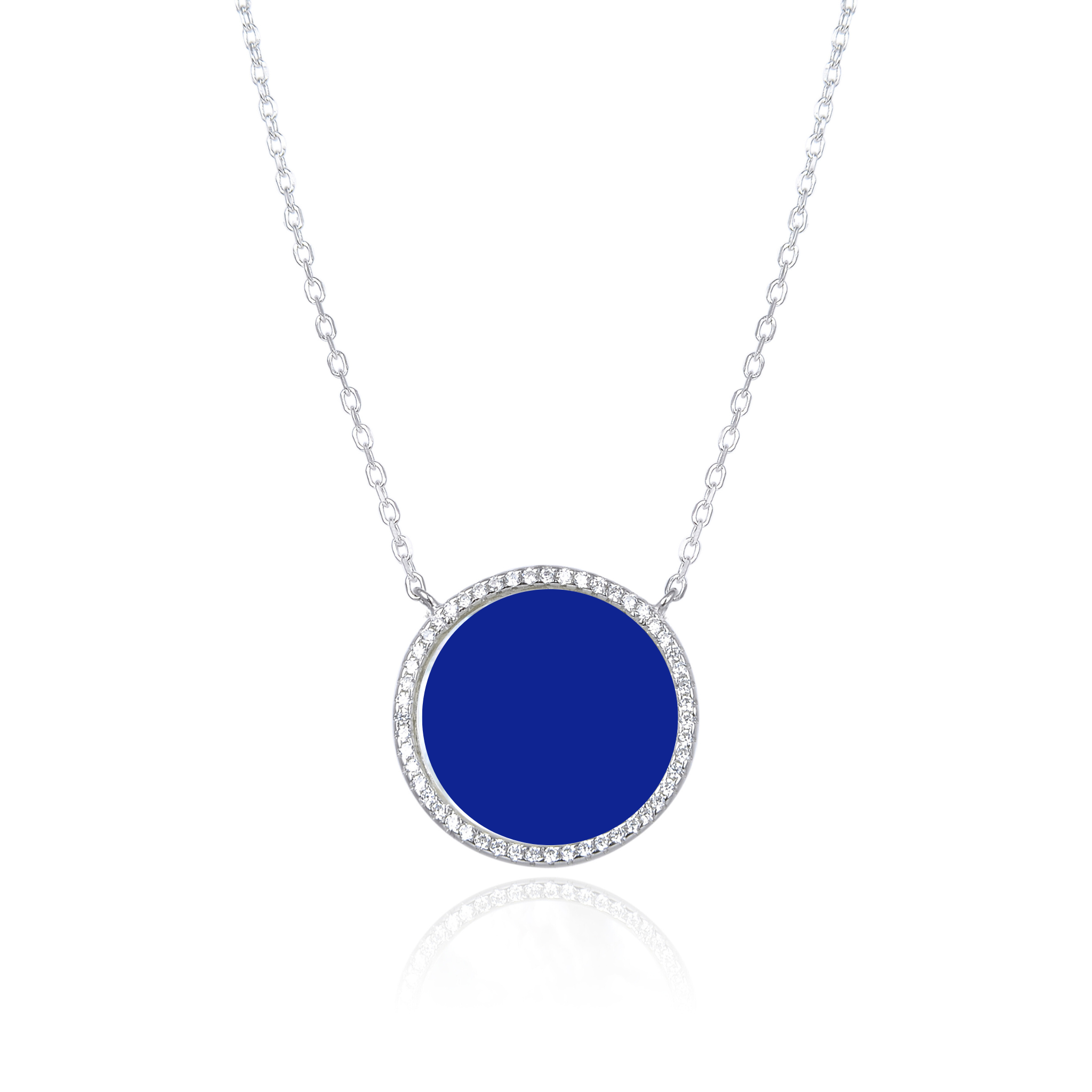 Collier petite médaille lapis lazuli - BLANC