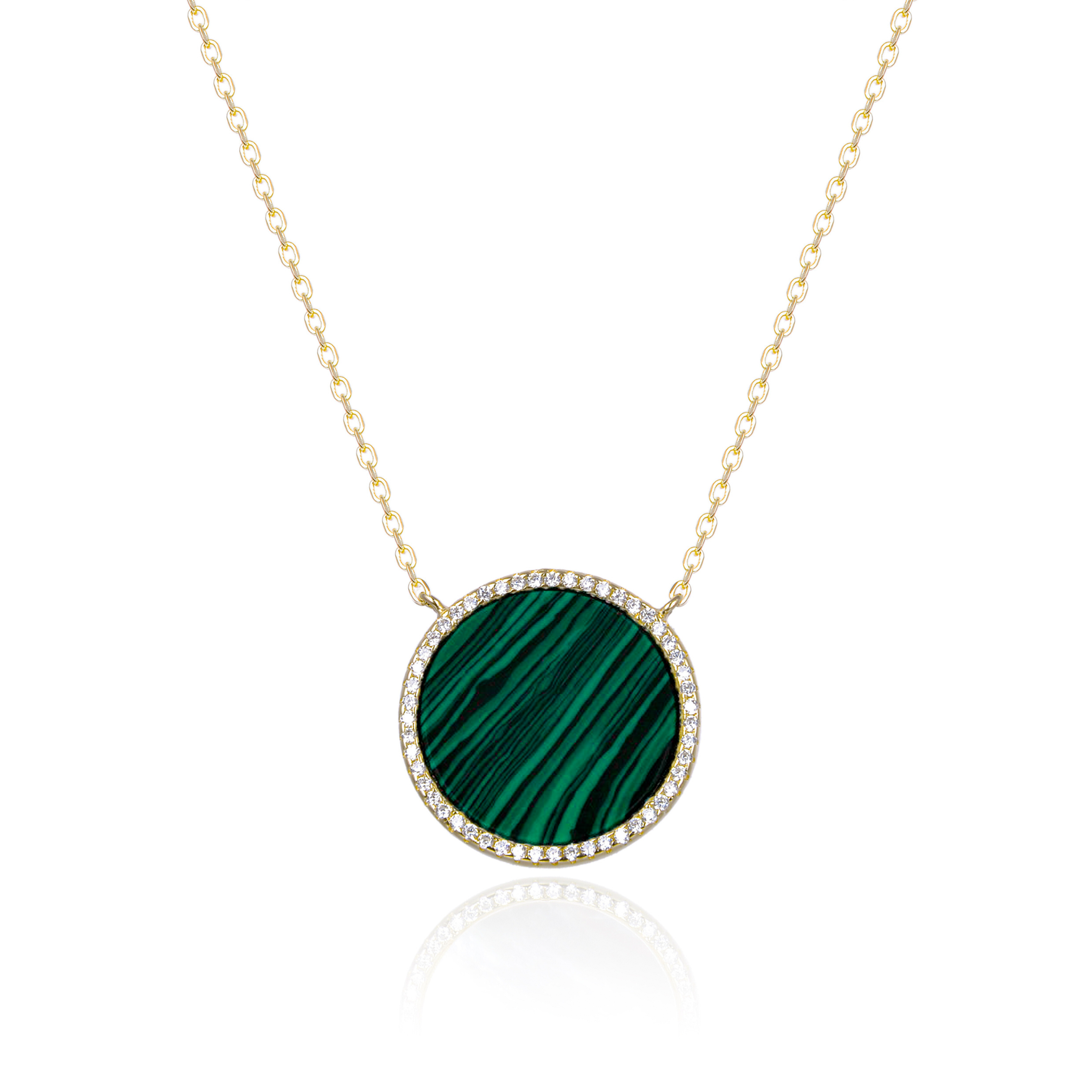 Collier petite médaille malachite - DORÉ