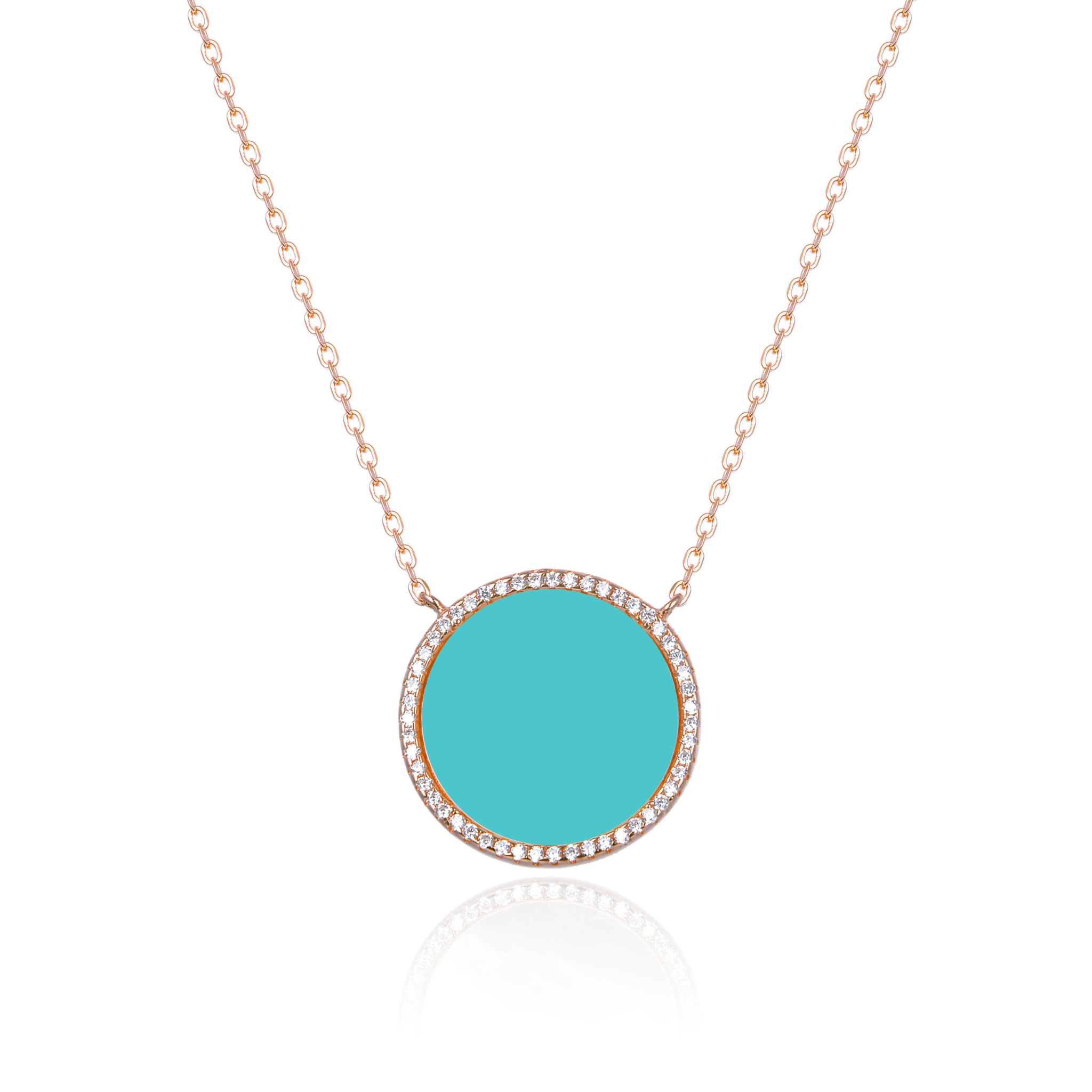 Collier petite médaille turquoise - ROSE