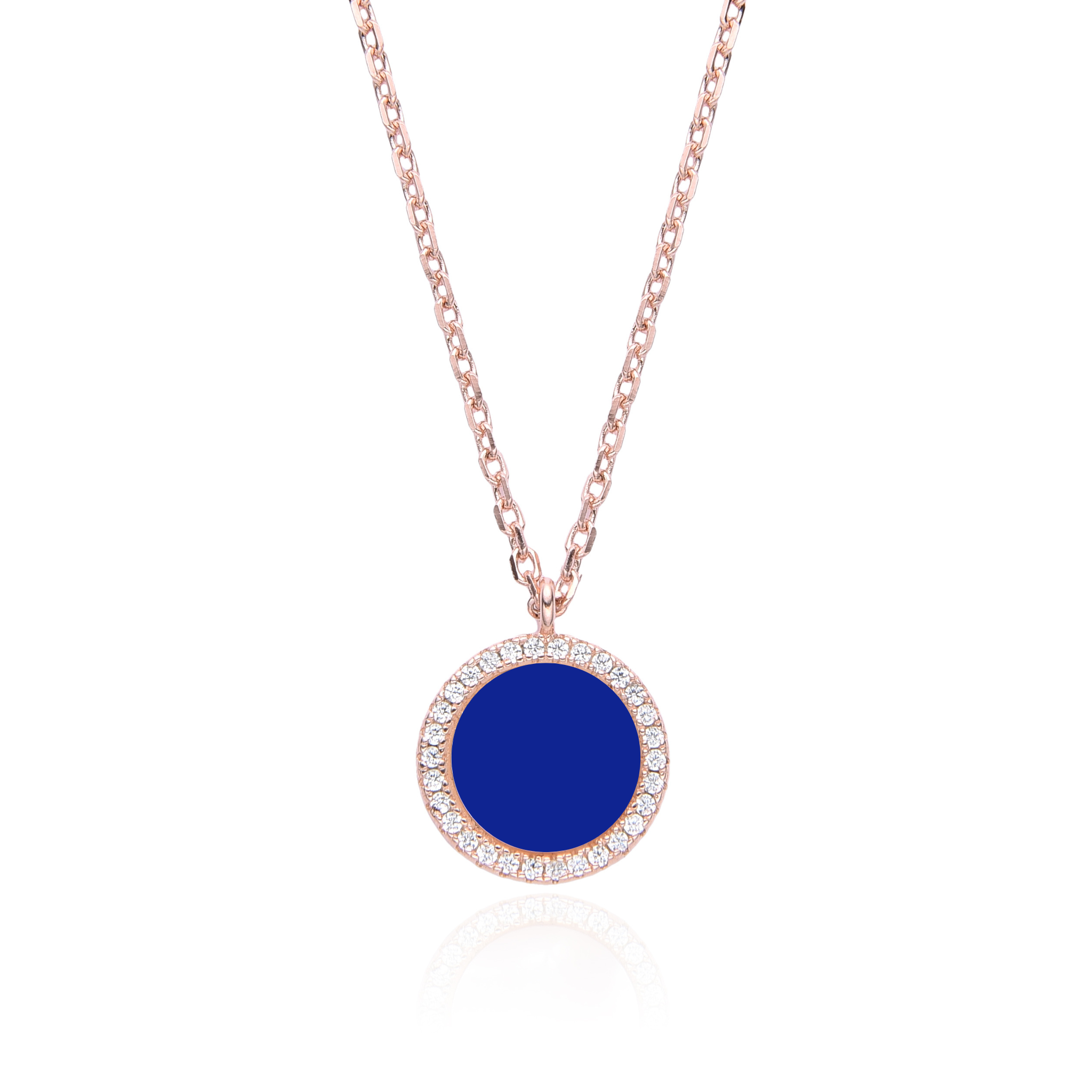 Collier pendentif médaille lapis lazuli - ROSE