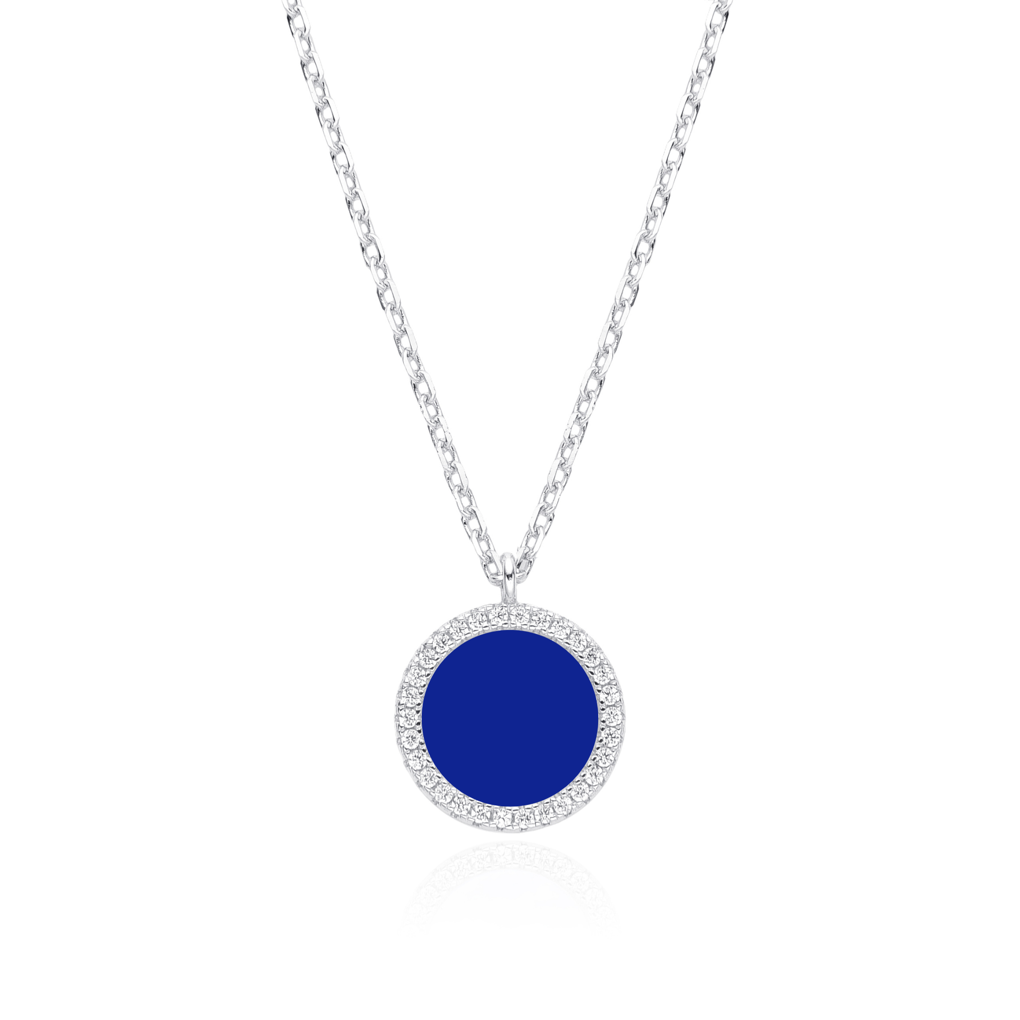 Collier pendentif médaille lapis lazuli - BLANC