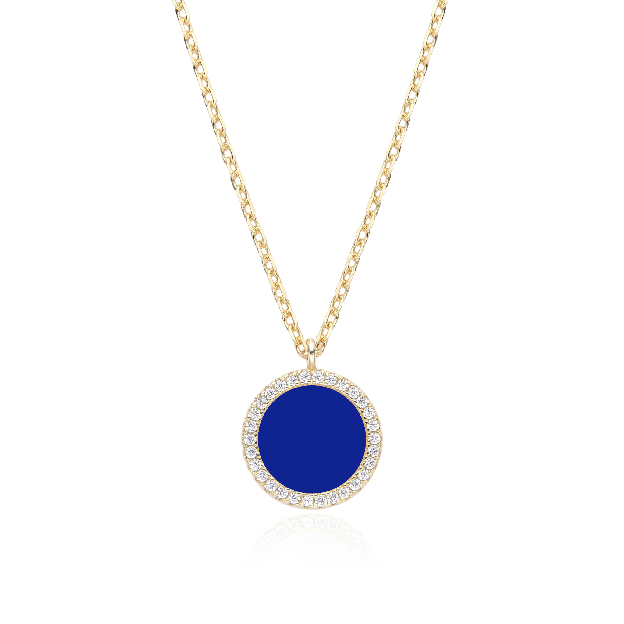 Collier pendentif médaille lapis lazuli - DORÉ