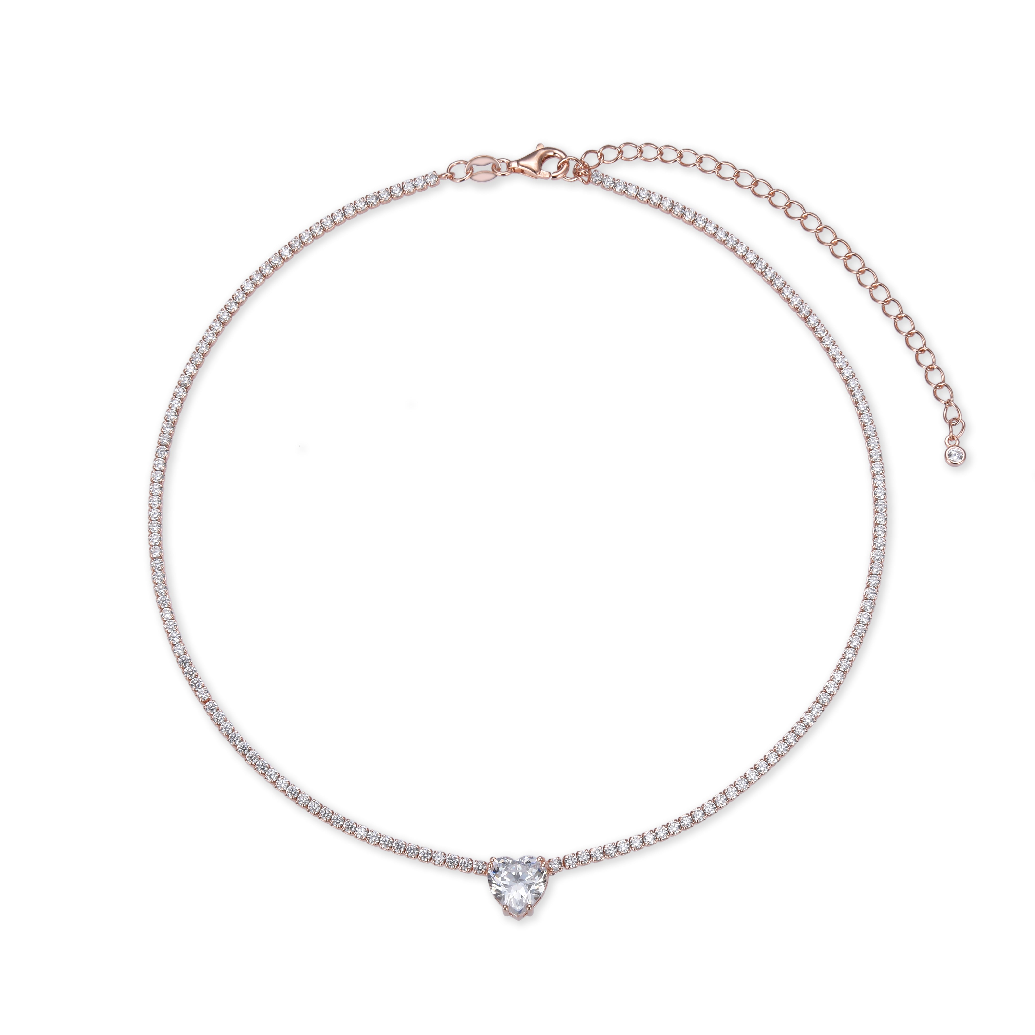 Choker tennis cœur blanc - ROSE