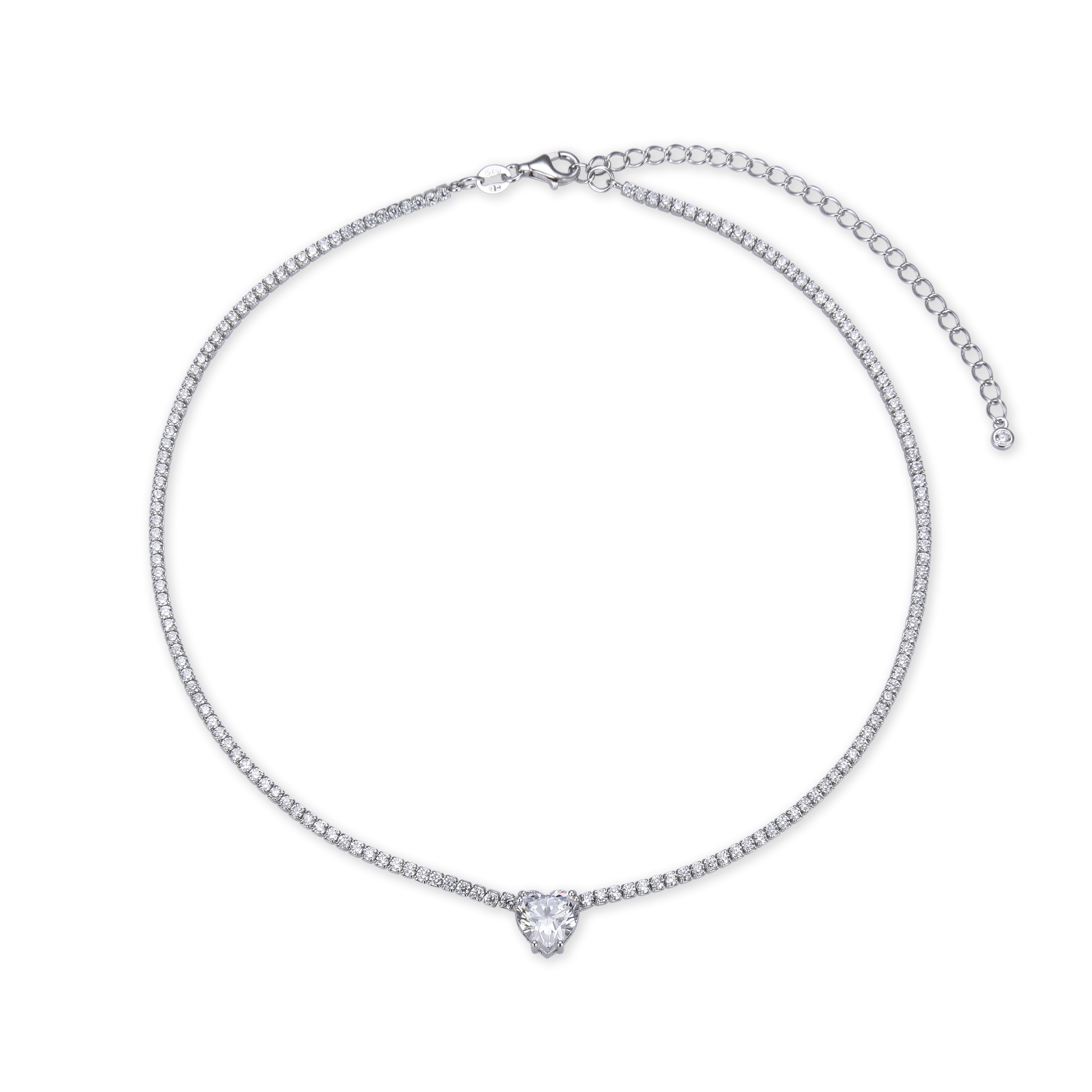 Choker tennis cœur blanc - BLANC