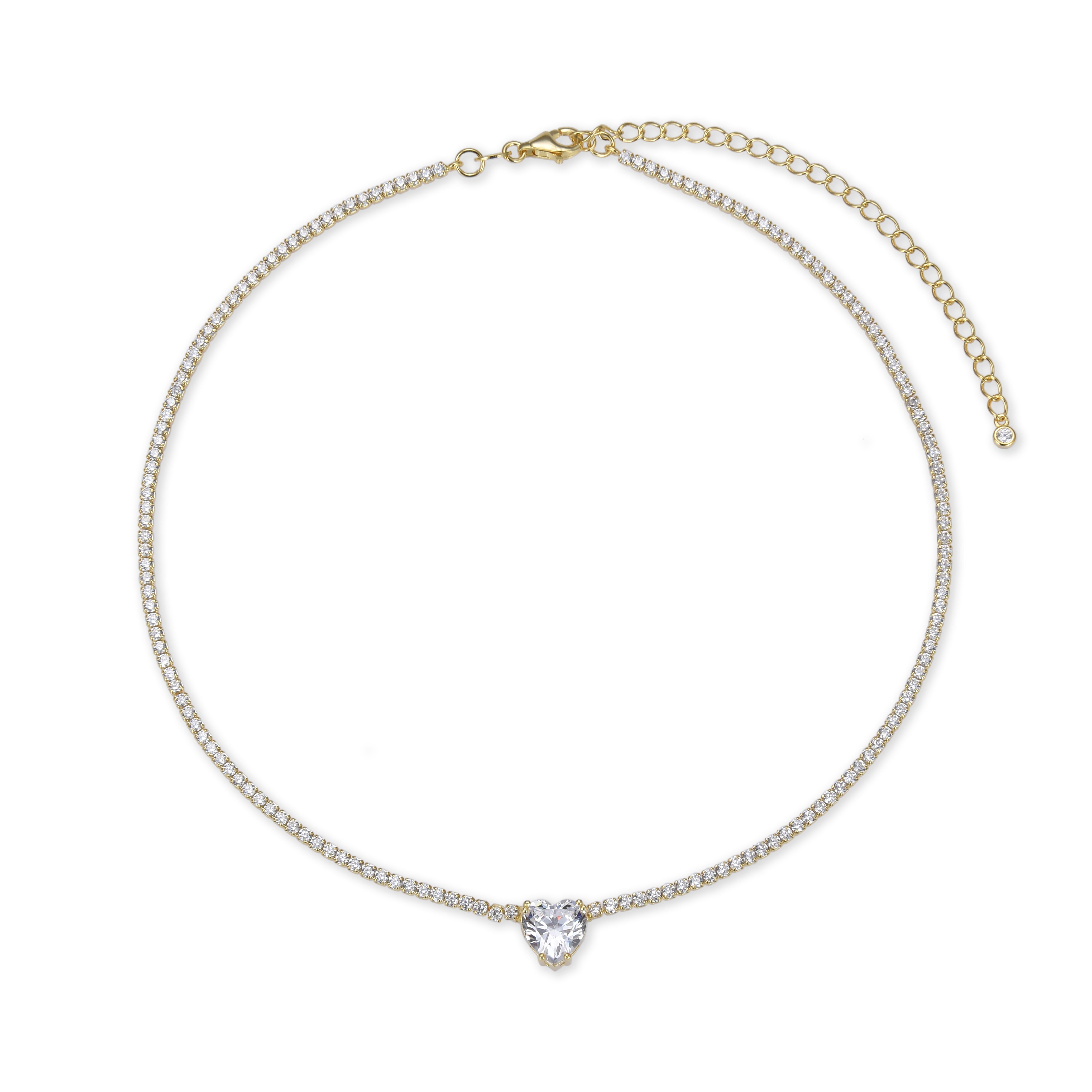 Choker tennis cœur blanc - DORÉ