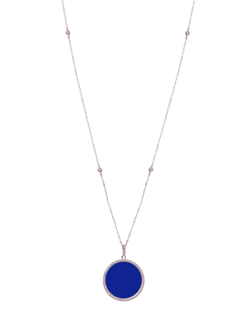 Sautoir médaille lapis lazuli - ROSE