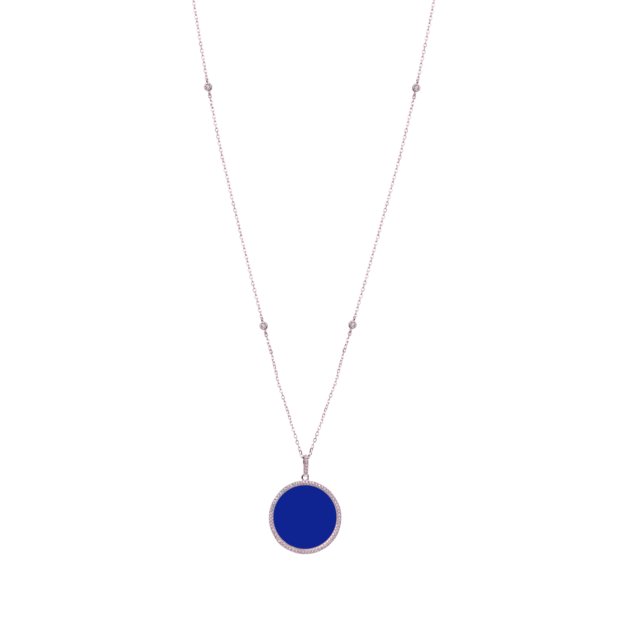 Sautoir grande médaille lapis lazuli - BLANC