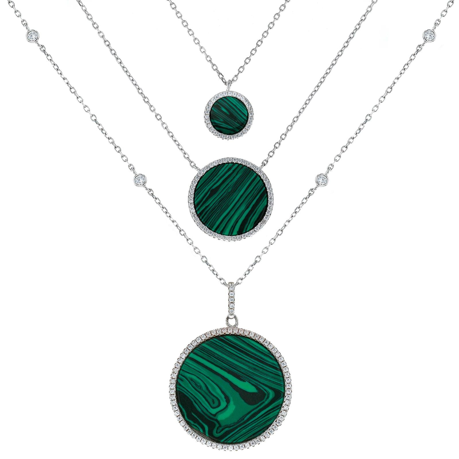 Sautoir petite médaille malachite - DORÉ