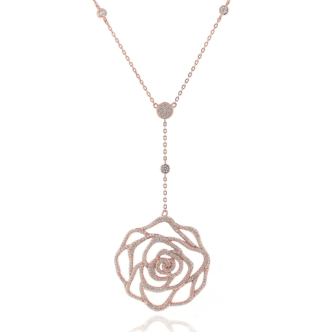 Sautoir grand Camélia - ROSE