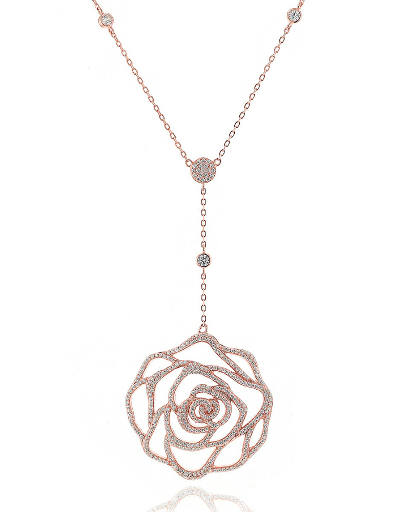 Sautoir grand Camélia - ROSE