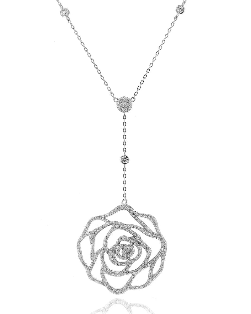 Sautoir grand Camélia - BLANC