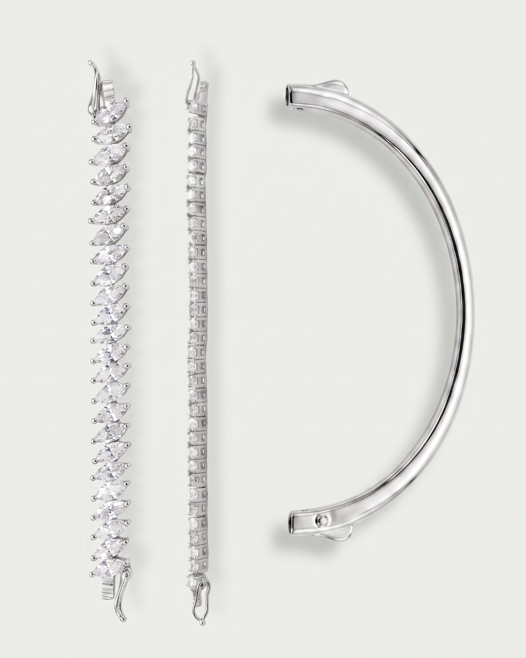 Bracelet rivière blanc GENA Jewelry avec partie rigide et zircons blancs