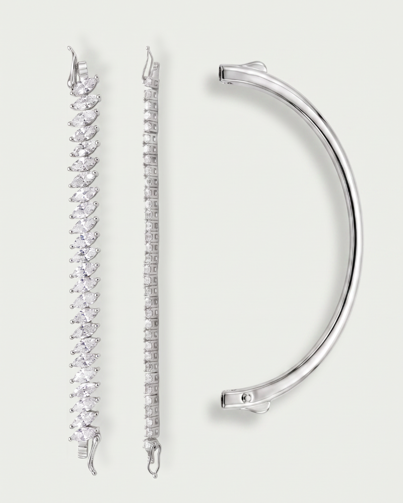 Bracelet rivière blanc GENA Jewelry avec partie rigide et zircons blancs