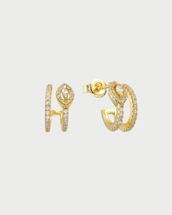 Mini-créoles Fleur Éternelle doré GENA Jewelry en argent 925 doré et zircons