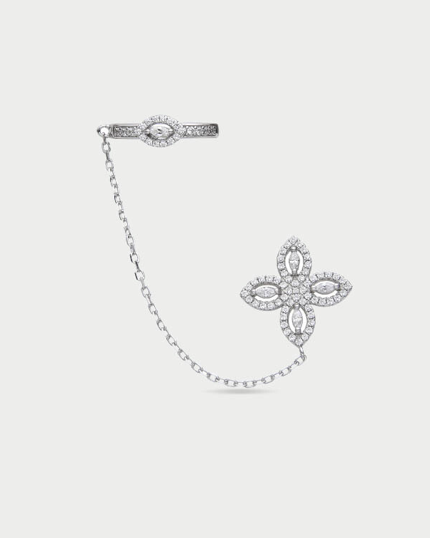 Eternal Flower Single Earring - WHITE