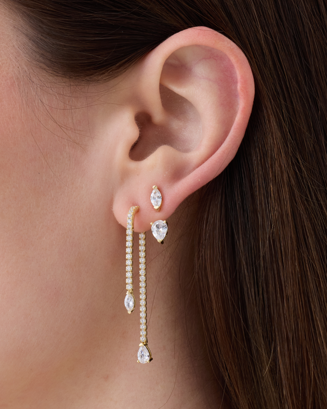 Mono boucle marquise Allure – Co-création Diane Perreau – Argent 925 doré à l’or 18 carats &amp; Zirconium