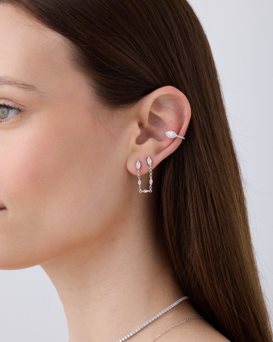 Mono boucle marquise Icon – Co-création Diane Perreau – Argent 925 rhodié &amp; Zirconium