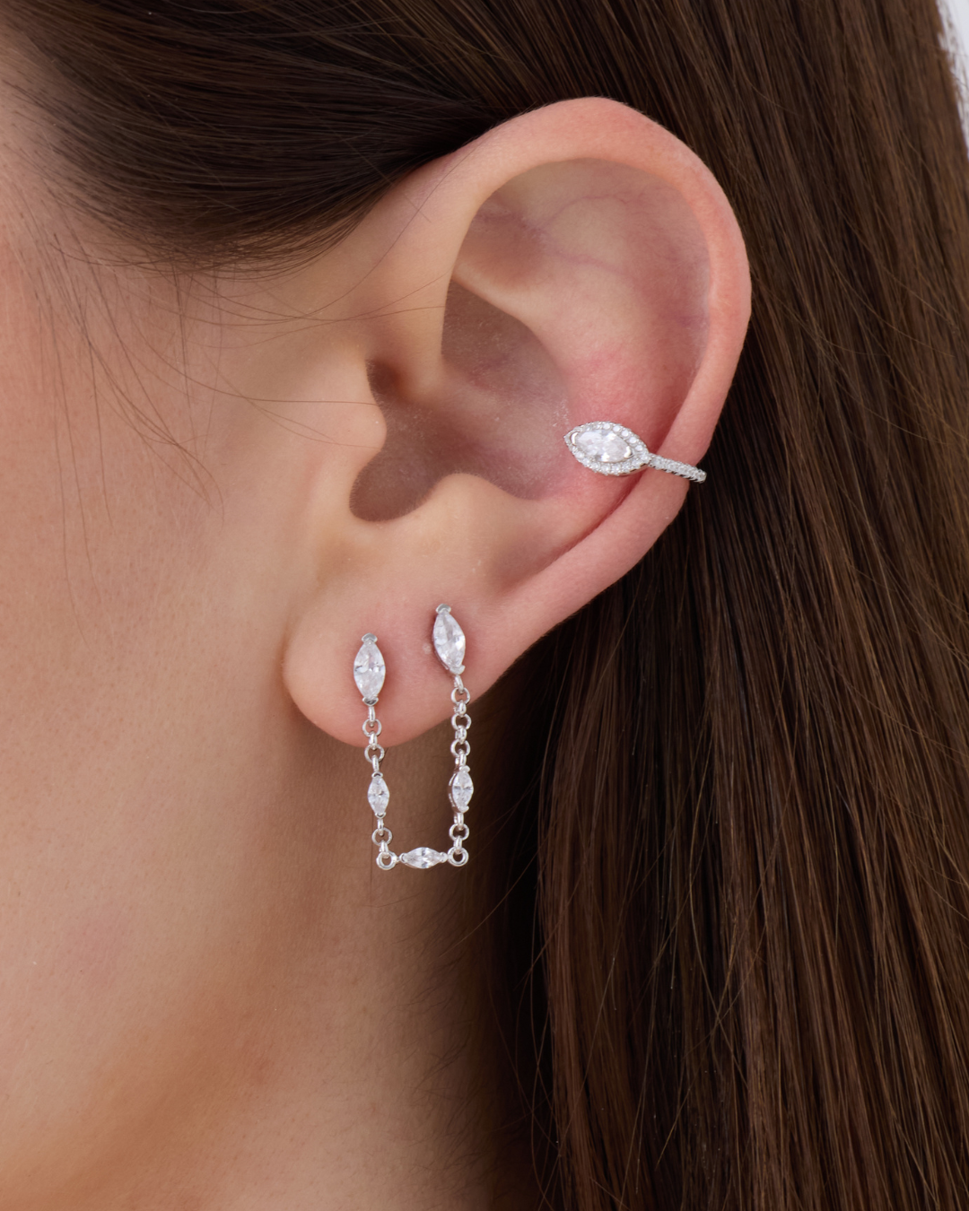 Mono boucle marquise Icon – Co-création Diane Perreau – Argent 925 rhodié &amp; Zirconium