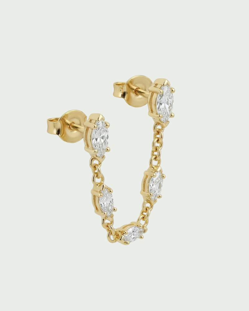Mono boucle marquise Icon – Co-création Diane Perreau – Argent 925 doré à l’or 18 carats &amp; Zirconium