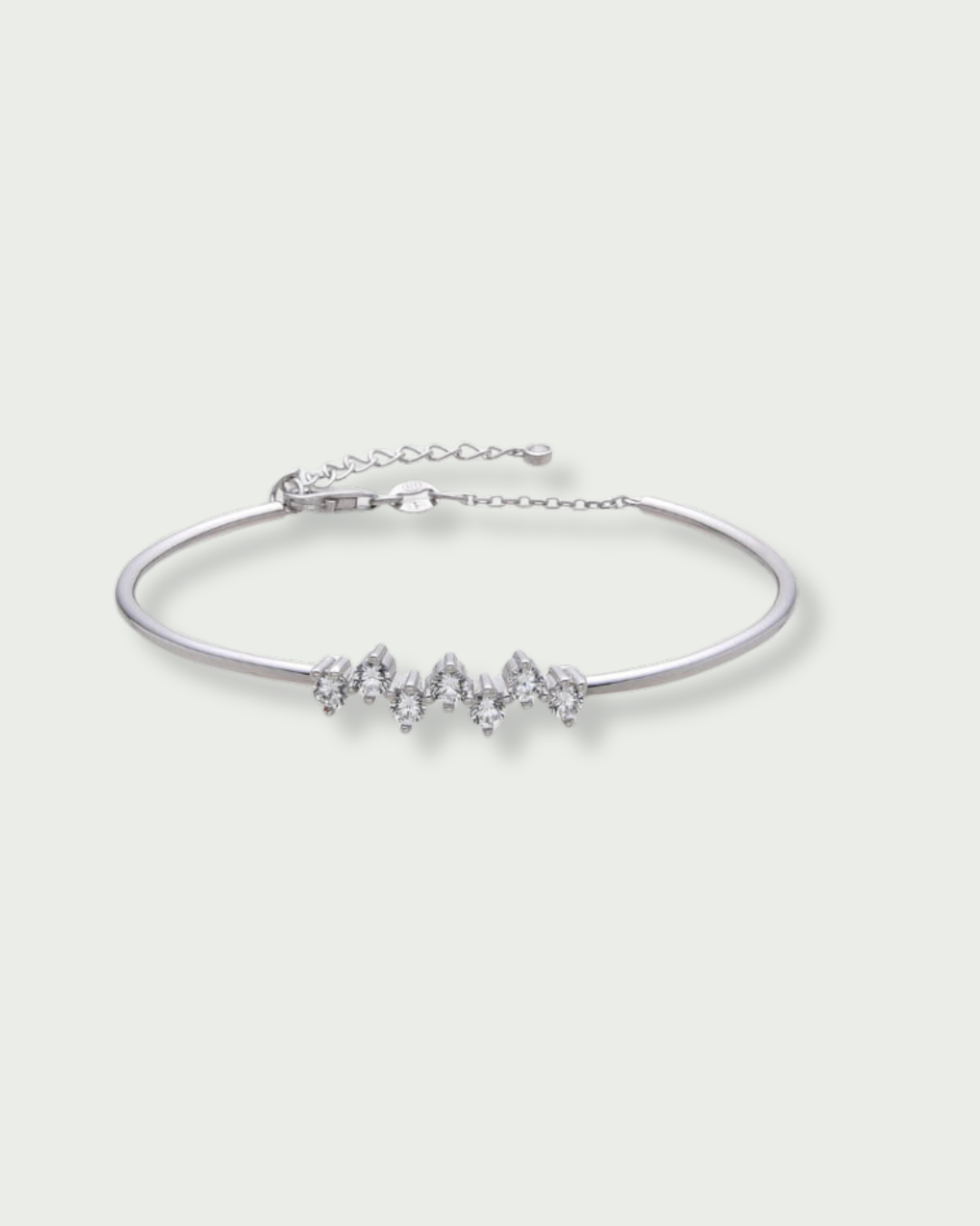Three Sides Embellished Bangle Bracelet - WHITE