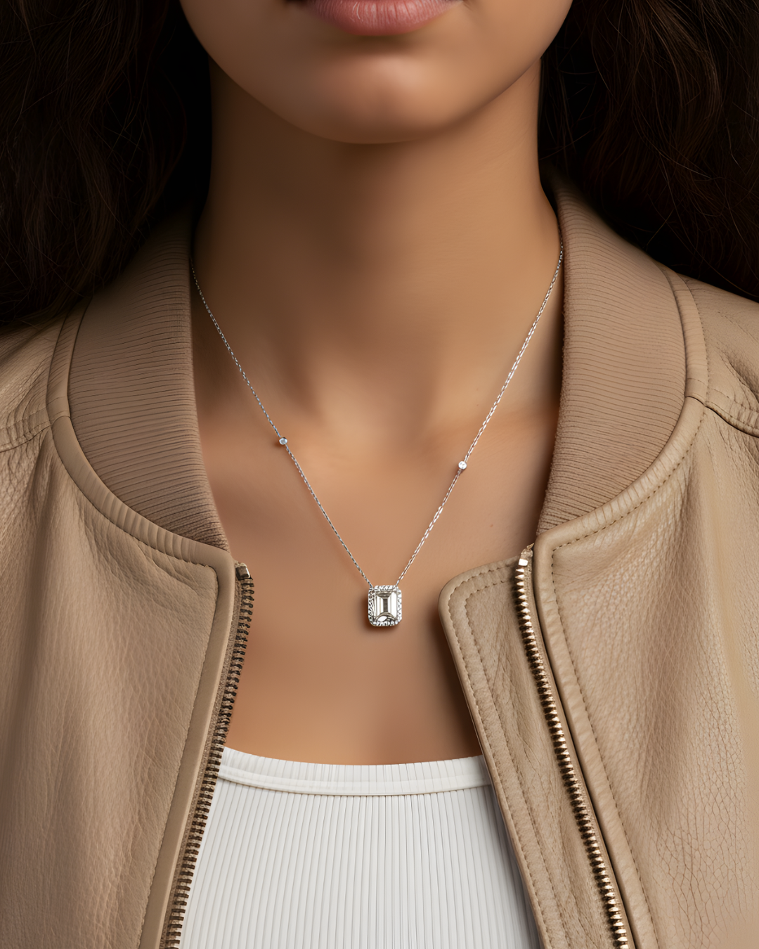 Collier émeraude - BLANC