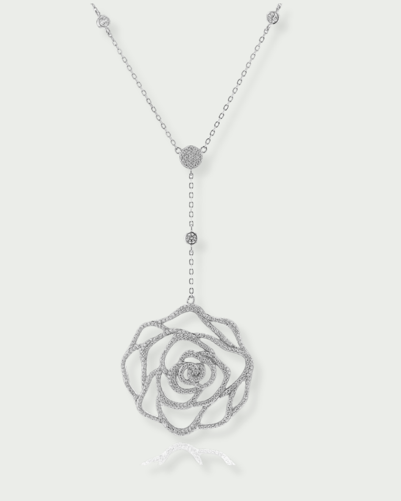 Large Camellia Necklace - WHITE 