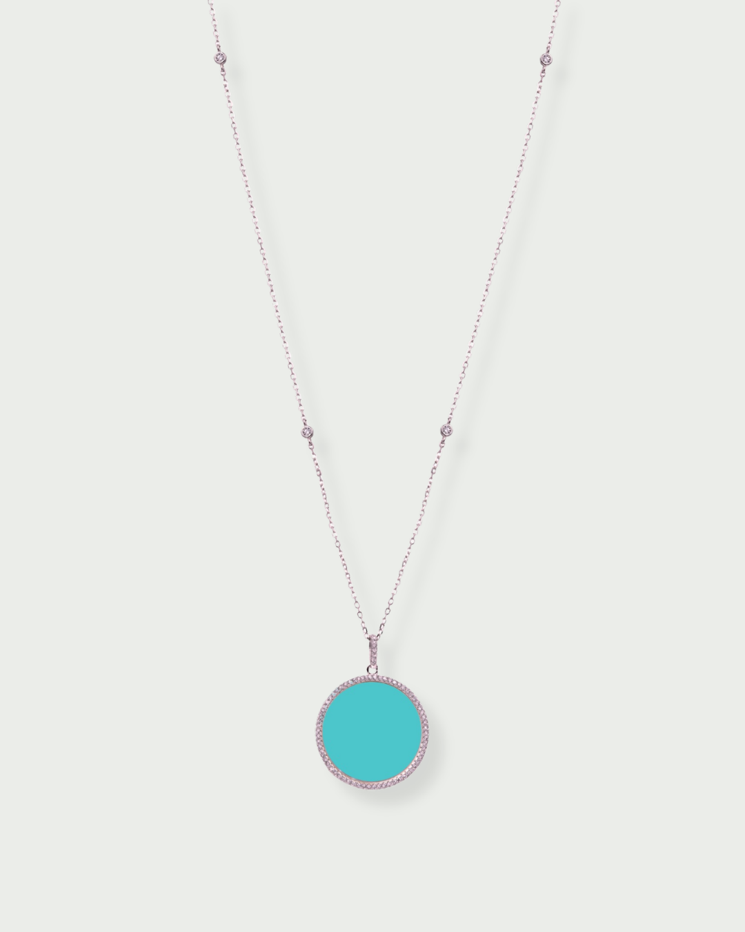 Sautoir médaille turquoise - ROSE