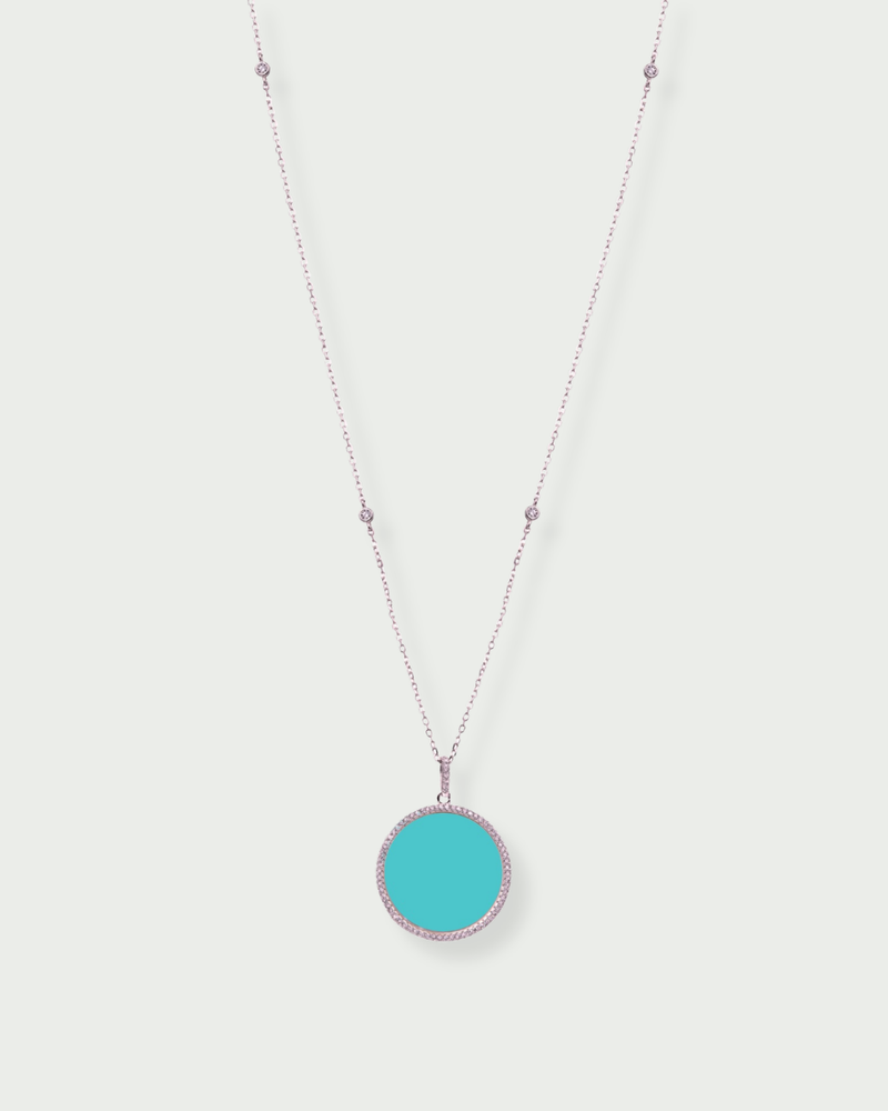 Turquoise medallion necklace - PINK 
