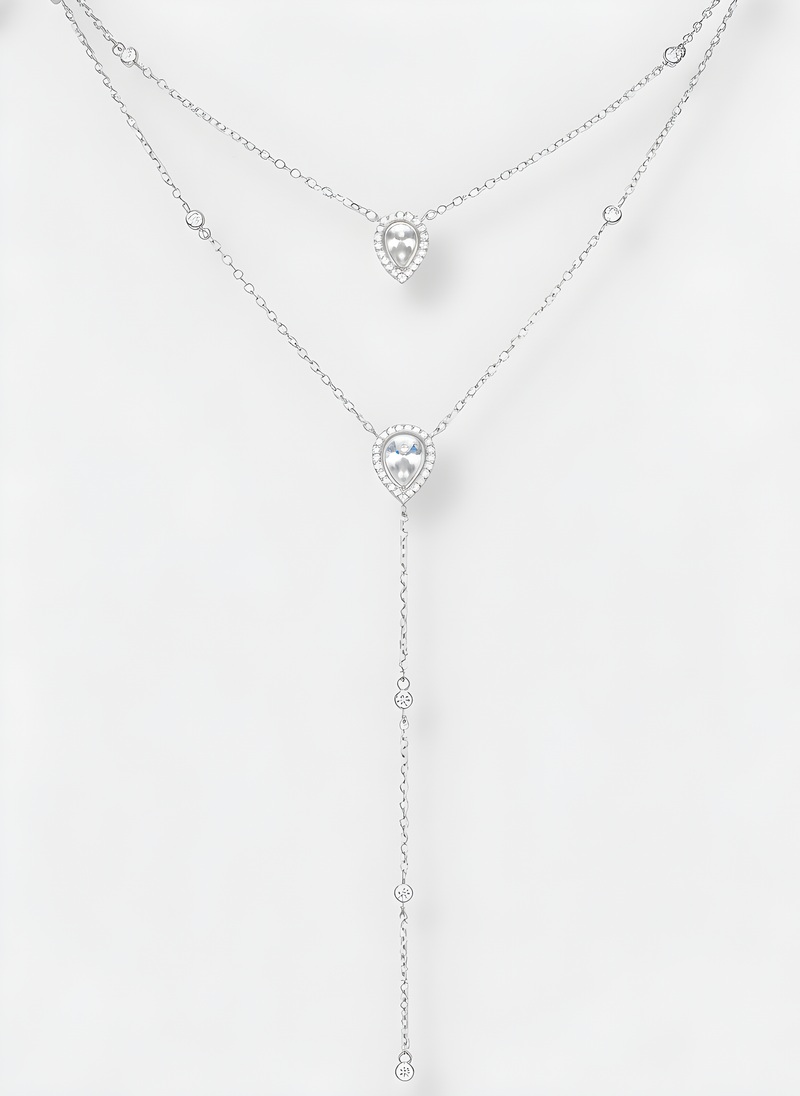 Sautoir double Signature - BLANC