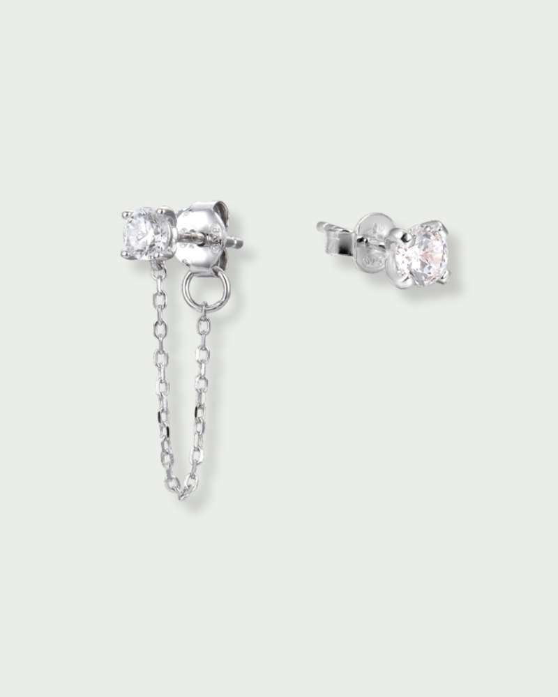 Stone asymmetrical earrings - WHITE