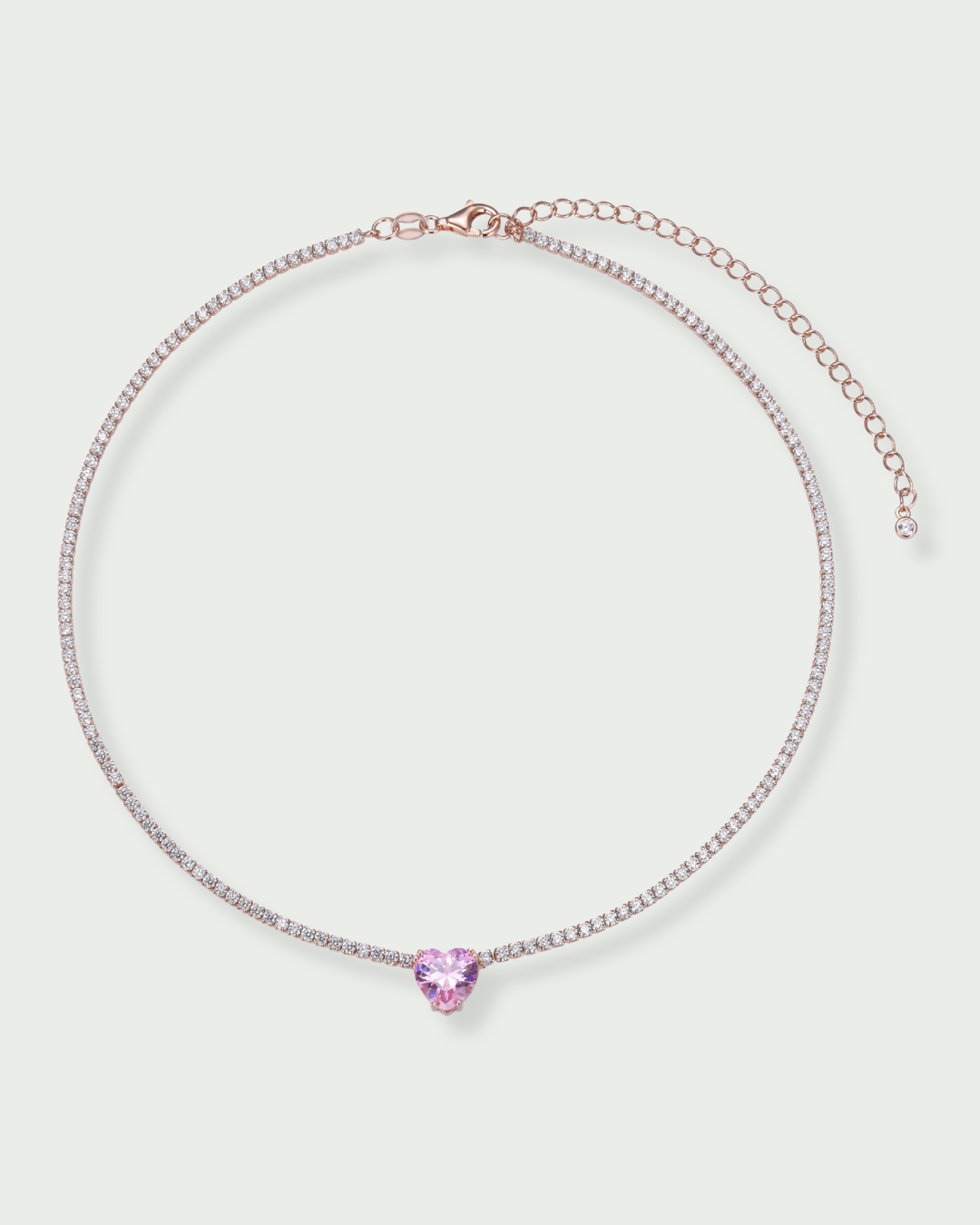 Choker tennis cœur rose - ROSE