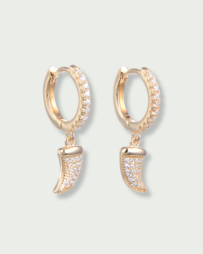 S-shaped spiked sleeper earrings - GOLD 