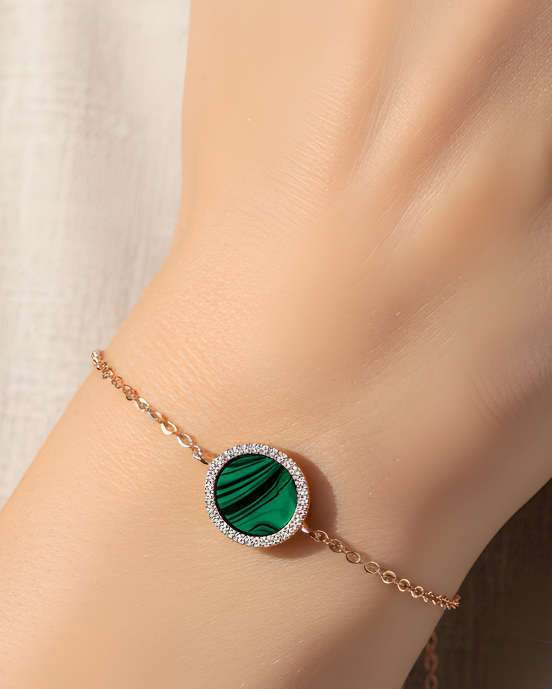 Bracelet médaille malachite - ROSE