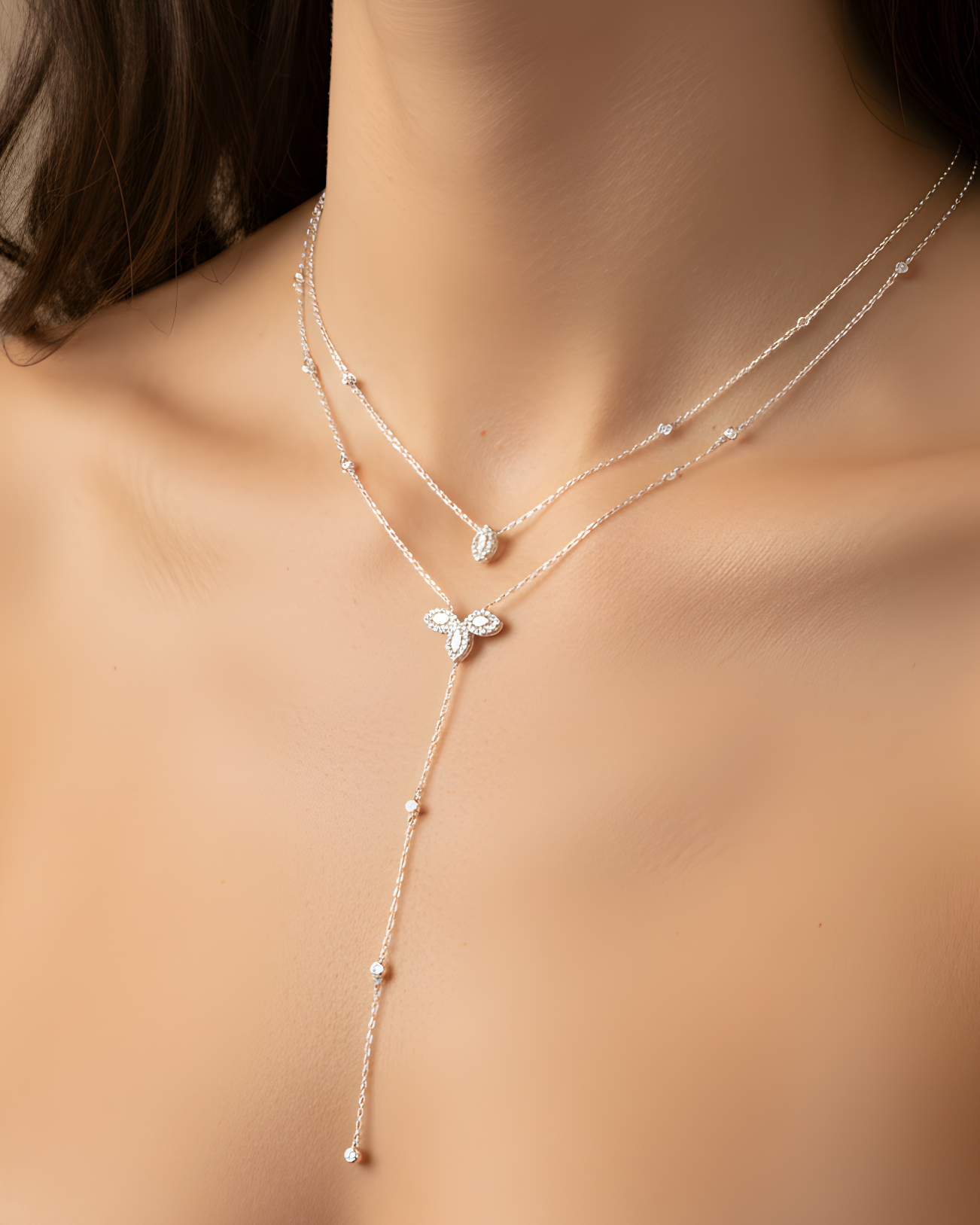 Double Flower of Life Necklace - WHITE