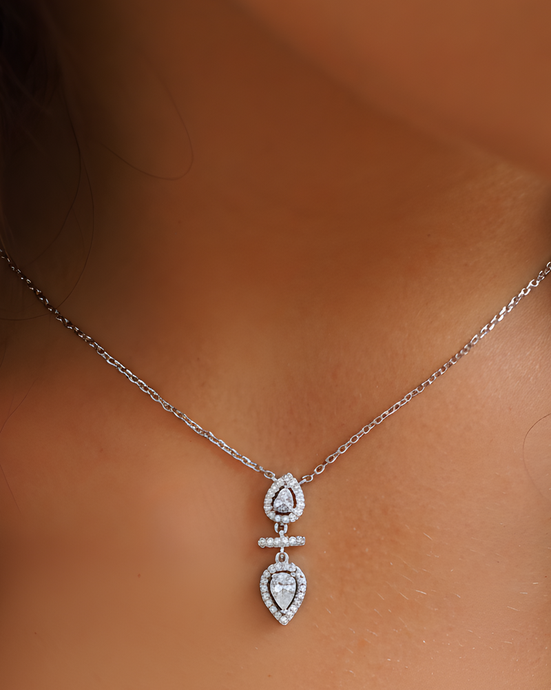 Opposite Infinity Pear Necklace - WHITE