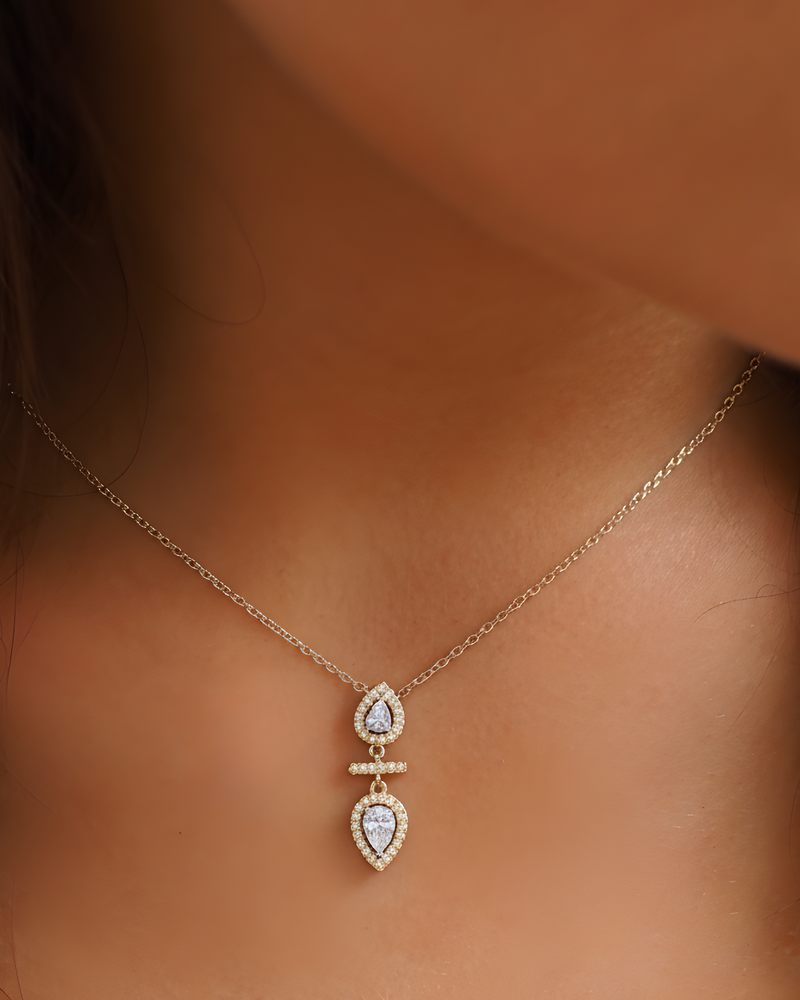 Opposite Infinity Pear Necklace - GOLD