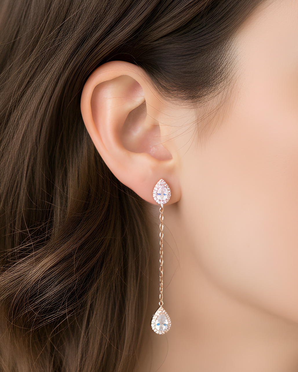 Boucles d'oreilles pendantes Infini Poire - ROSE