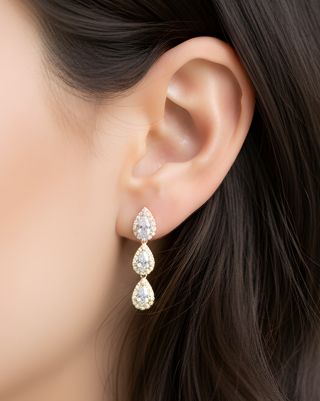 Boucles d'oreilles trois poires Infini - DORÉ