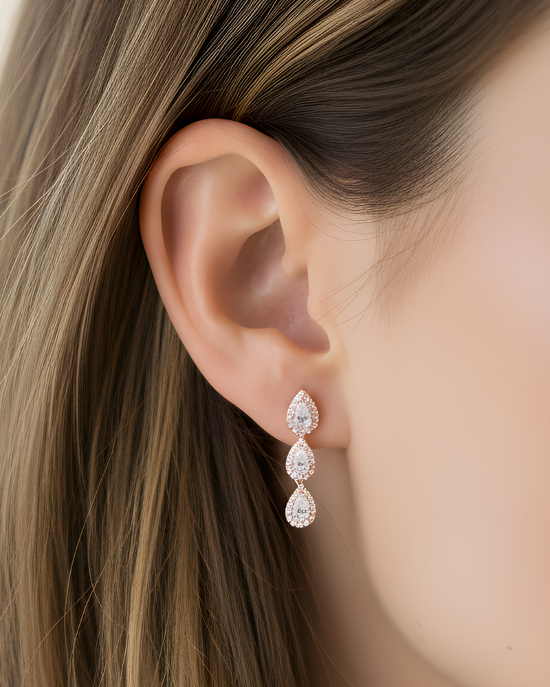 Boucles d'oreilles trois poires Infini - ROSE