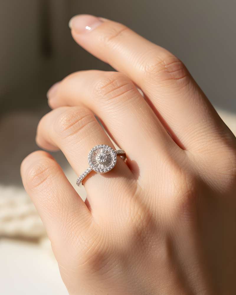 Bague Infini Rond baguettes - BLANC