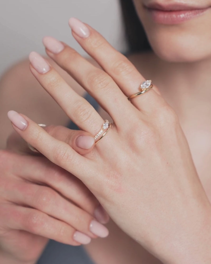 Bague marquise Mini – Co-création Diane Perreau – Argent 925 plaqué or 18 carats &amp; Zirconium - vidéo