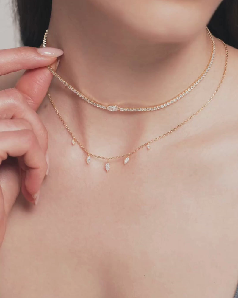 Collier marquise Icon – Co-création Diane Perreau – Argent 925 rhodié &amp; Zirconium