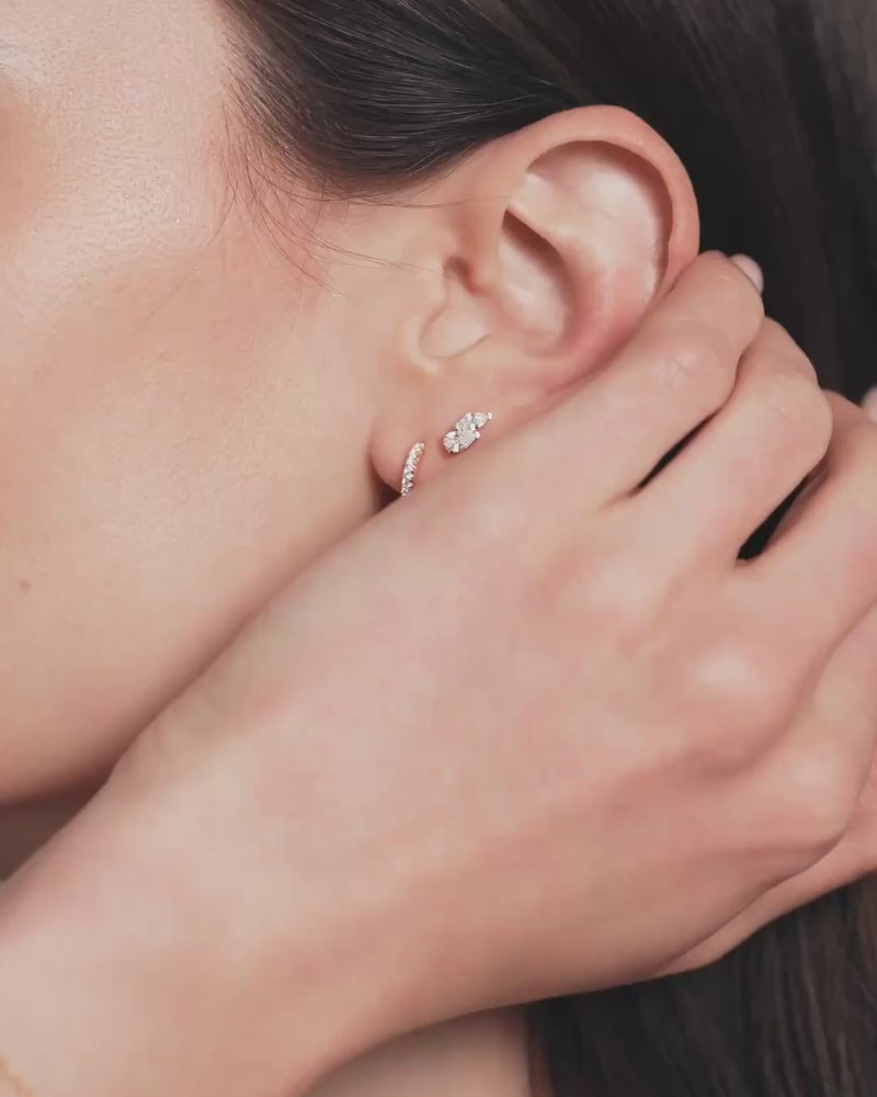 Créoles marquise Icon – Co-création Diane Perreau – Argent 925 rhodié &amp; Zirconium - vidéo