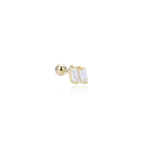 Piercing d'oreille double émeraude - DORÉ