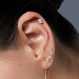 Piercing d'oreille double émeraude - DORÉ