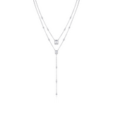 Emerald double row long necklace - WHITE