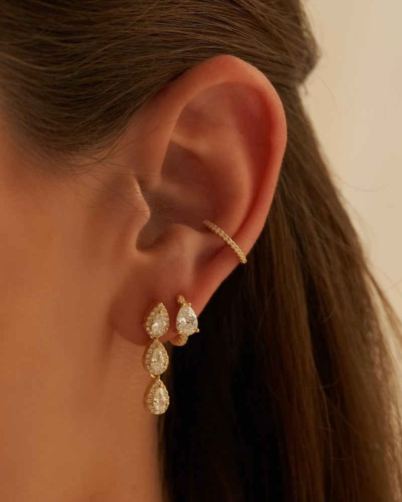 Boucles d'oreilles trois poires Infini - BLANC