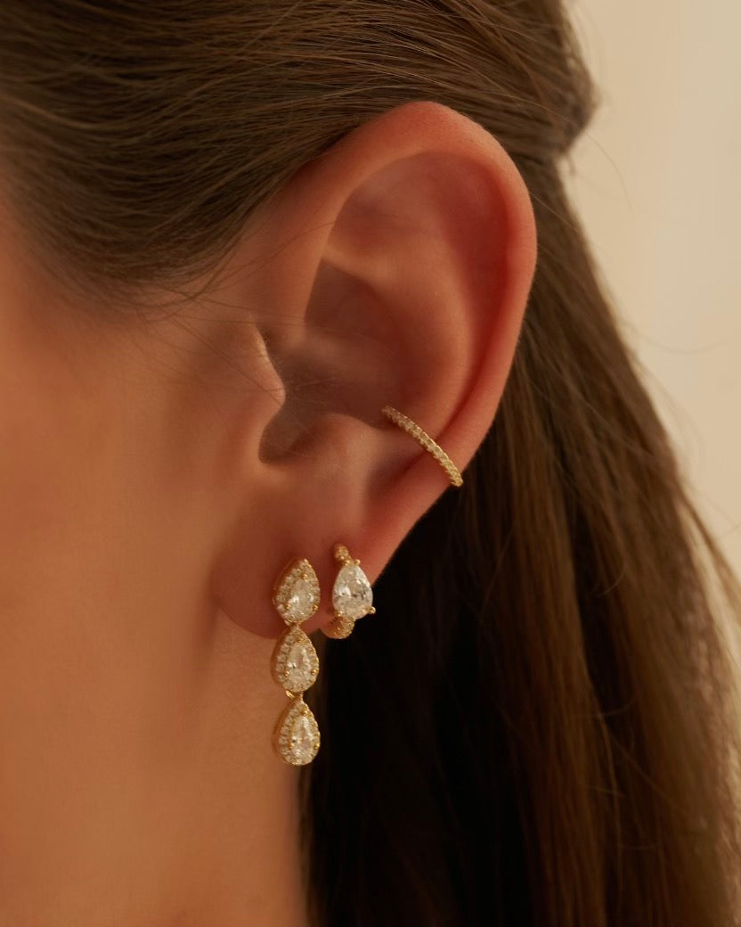 Boucles d'oreilles trois poires Infini - DORÉ